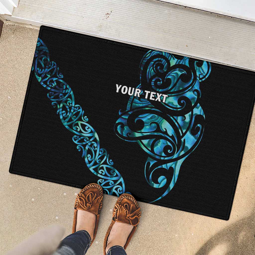 All Black Maori Tribal Tattoo Personalised Rubber Doormat Polynesian Style LT9 - Polynesian Pride
