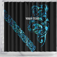 All Black Maori Tribal Tattoo Personalised Shower Curtain Polynesian Style
