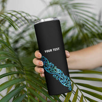 All Black Maori Tribal Tattoo Personalised Skinny Tumbler Polynesian Style LT9 - Polynesian Pride
