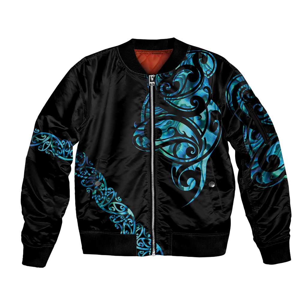 All Black Maori Tribal Tattoo Personalised Sleeve Zip Bomber Jacket Polynesian Style LT9 Unisex Black - Polynesian Pride