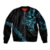 All Black Maori Tribal Tattoo Personalised Sleeve Zip Bomber Jacket Polynesian Style LT9 Unisex Black - Polynesian Pride