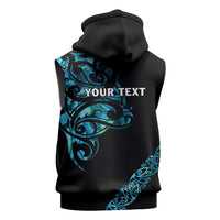 All Black Maori Tribal Tattoo Personalised Sleeveless Hoodie Polynesian Style - Polynesian Pride