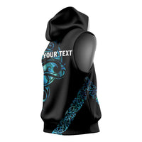 All Black Maori Tribal Tattoo Personalised Sleeveless Hoodie Polynesian Style - Polynesian Pride