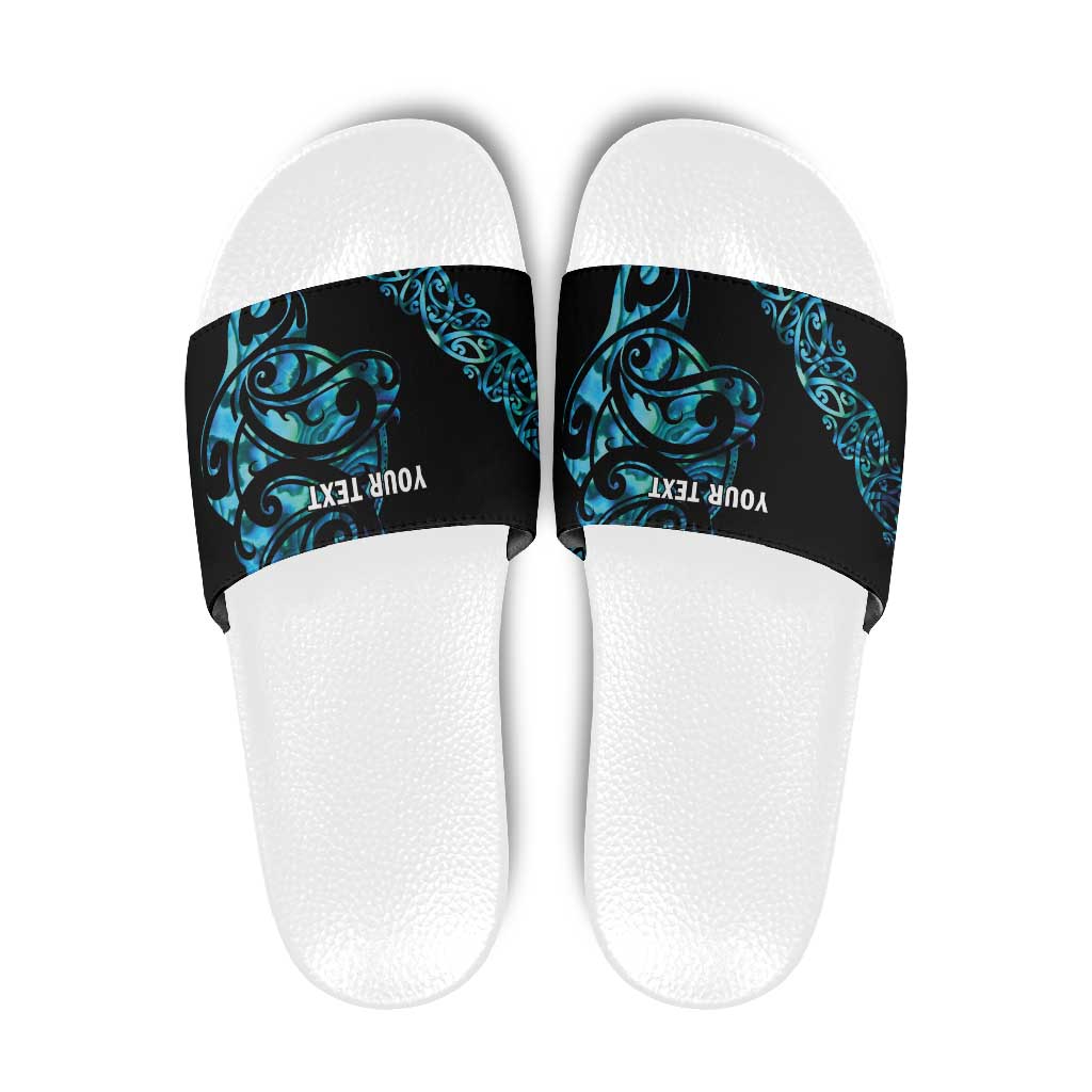 All Black Maori Tribal Tattoo Personalised Slide Sandals Polynesian Style LT9 Black - Polynesian Pride
