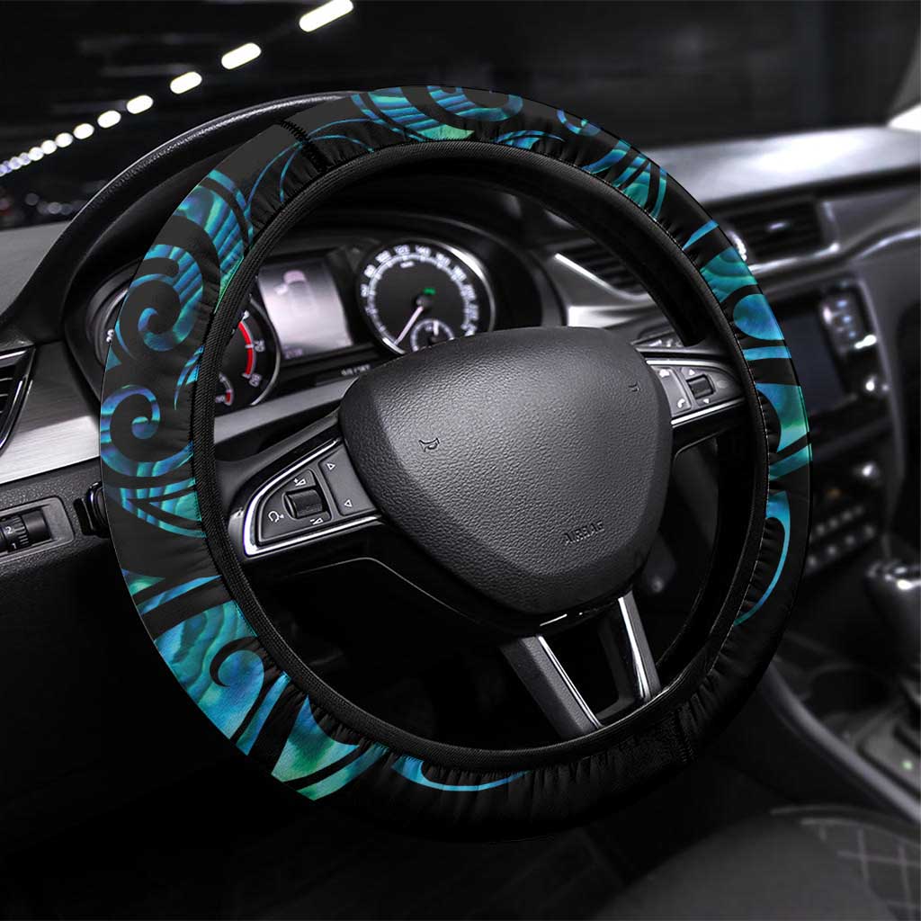 All Black Maori Tribal Tattoo Steering Wheel Cover Polynesian Style
