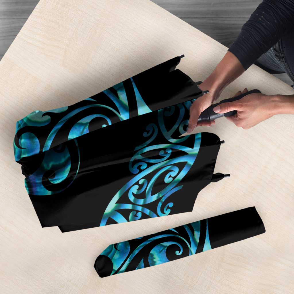 All Black Maori Tribal Tattoo Personalised Umbrella Polynesian Style - Polynesian Pride