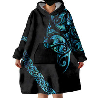 All Black Maori Tribal Tattoo Personalised Wearable Blanket Hoodie Polynesian Style