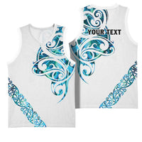 All White Maori Tribal Tattoo Personalised Basketball Jersey Polynesian Style - Polynesian Pride