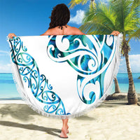 All White Maori Tribal Tattoo Personalised Beach Blanket Polynesian Style