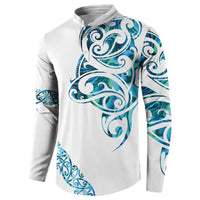 All White Maori Tribal Tattoo Personalised Button Sweatshirt Polynesian Style LT9 - Polynesian Pride