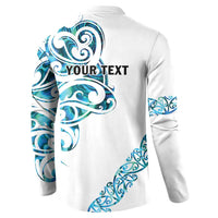 All White Maori Tribal Tattoo Personalised Button Sweatshirt Polynesian Style LT9 - Polynesian Pride
