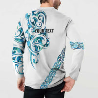 All White Maori Tribal Tattoo Personalised Button Sweatshirt Polynesian Style LT9 - Polynesian Pride
