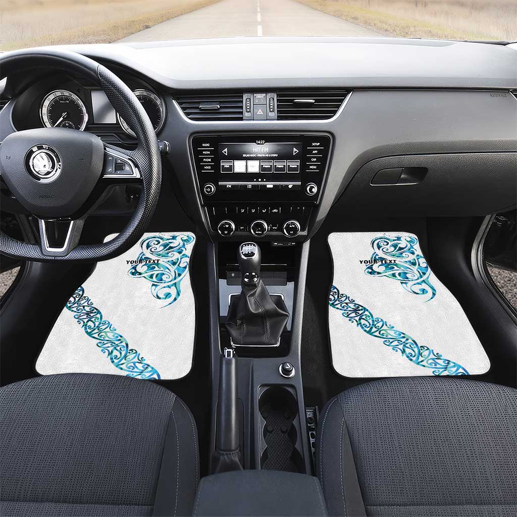 All White Maori Tribal Tattoo Personalised Car Mats Polynesian Style LT9 Set 2pcs - Front White - Polynesian Pride
