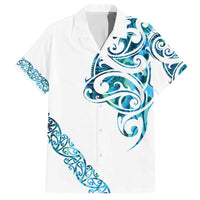 All White Maori Tribal Tattoo Personalised Family Matching Off The Shoulder Long Sleeve Dress and Hawaiian Shirt Polynesian Style LT9 Dad's Shirt - Short Sleeve White - Polynesian Pride