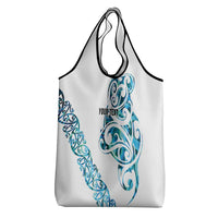 All White Maori Tribal Tattoo Personalised Grocery Bag Polynesian Style LT9 - Polynesian Pride