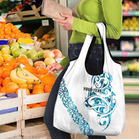 All White Maori Tribal Tattoo Personalised Grocery Bag Polynesian Style LT9 - Polynesian Pride