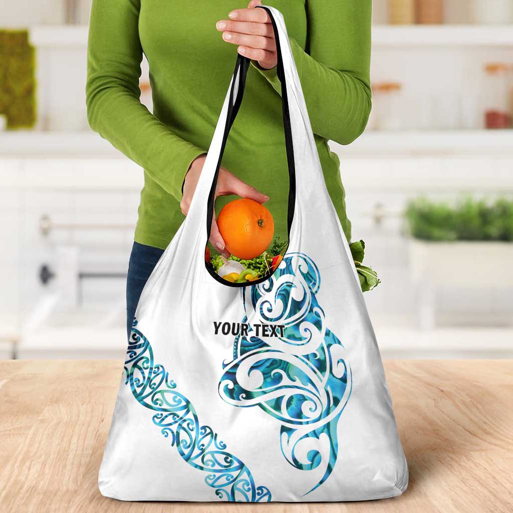 All White Maori Tribal Tattoo Personalised Grocery Bag Polynesian Style LT9 - Polynesian Pride