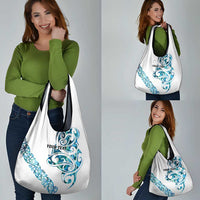 All White Maori Tribal Tattoo Personalised Grocery Bag Polynesian Style LT9 - Polynesian Pride
