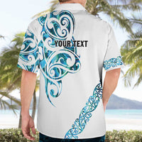 All White Maori Tribal Tattoo Personalised Hawaiian Shirt Polynesian Style