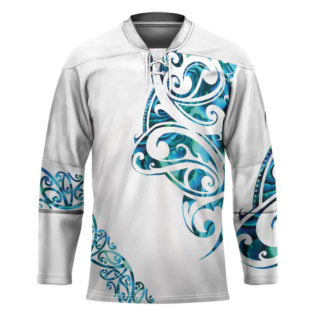All White Maori Tribal Tattoo Personalised Hockey Jersey Polynesian Style - Polynesian Pride
