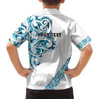 All White Maori Tribal Tattoo Personalised Kid Hawaiian Shirt Polynesian Style