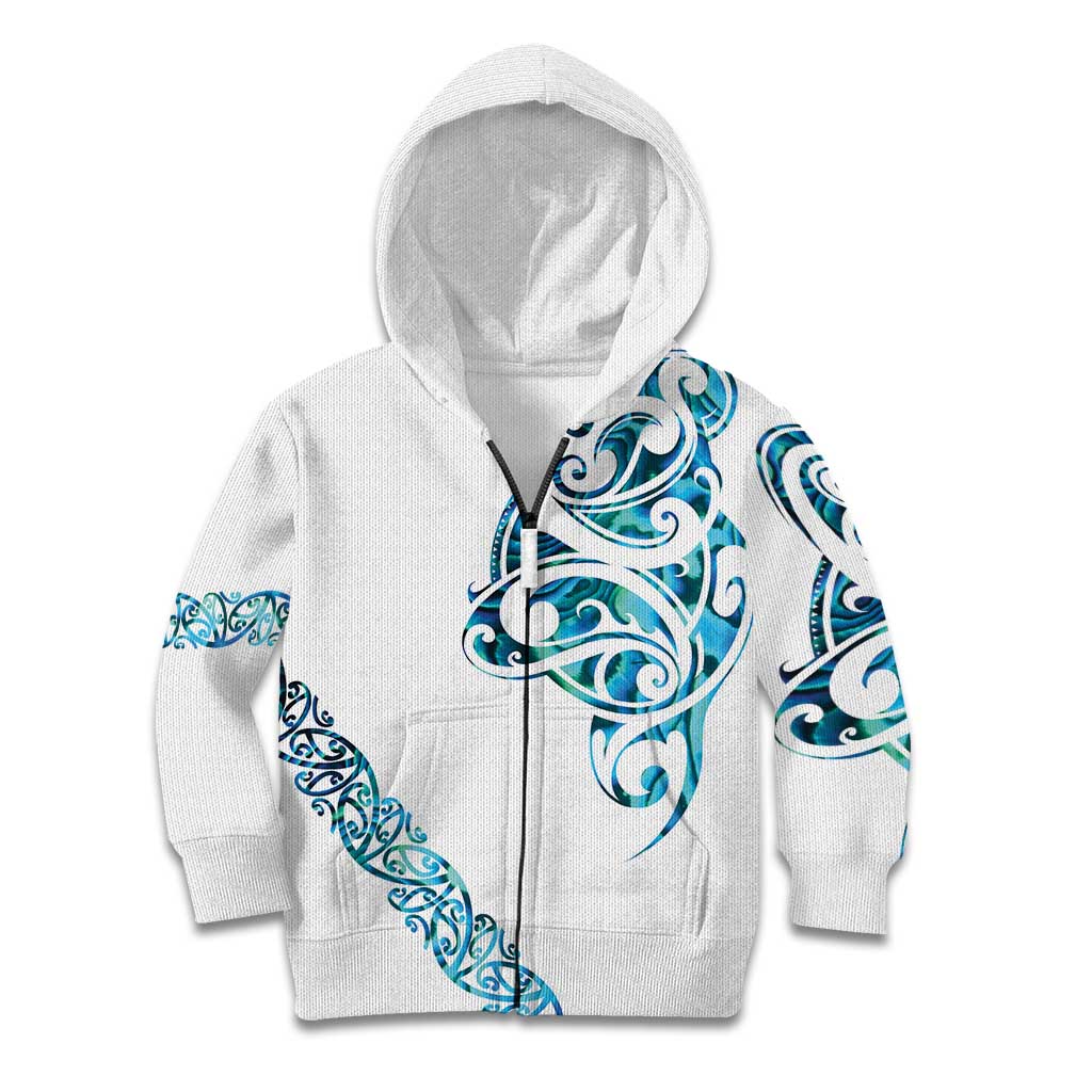 All White Maori Tribal Tattoo Personalised Kid Hoodie Polynesian Style