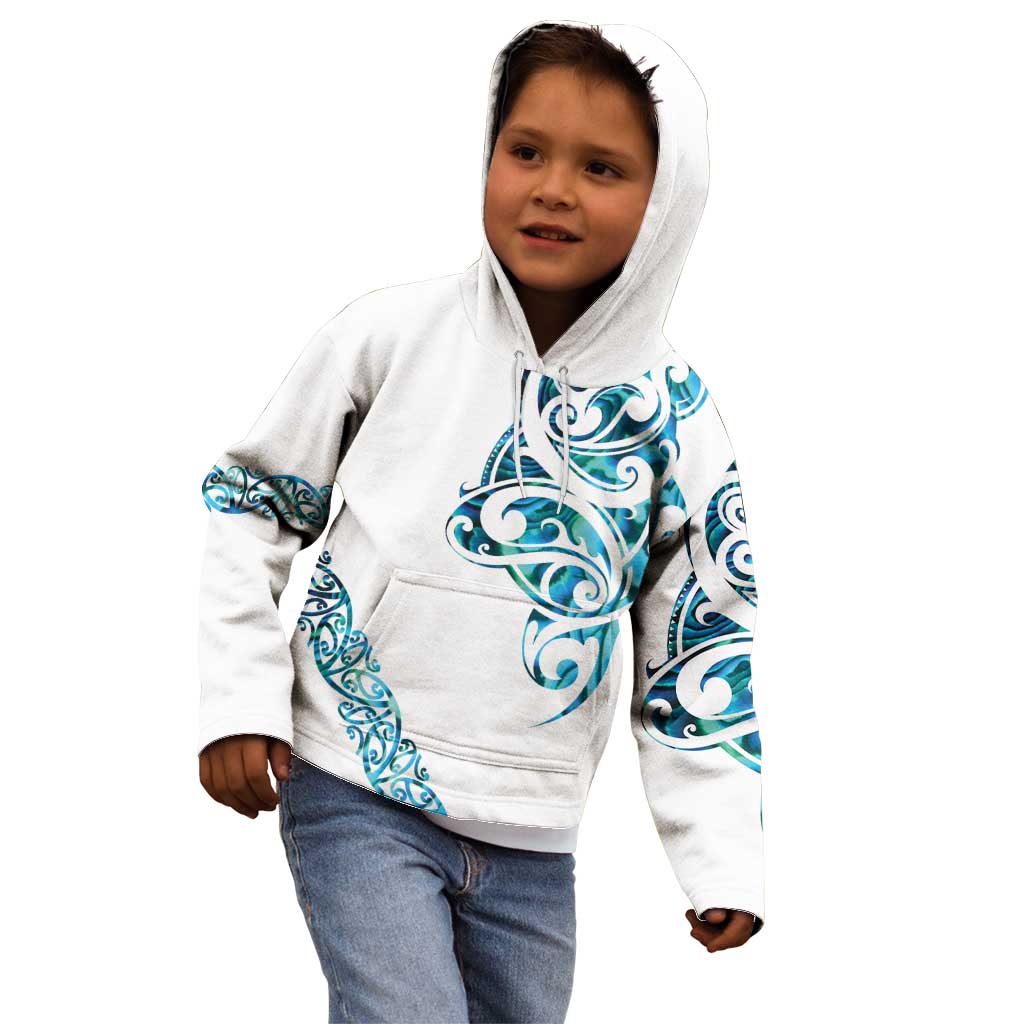 All White Maori Tribal Tattoo Personalised Kid Hoodie Polynesian Style