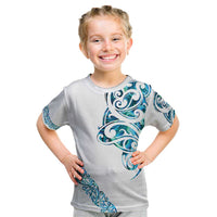 All White Maori Tribal Tattoo Personalised Kid T Shirt Polynesian Style LT9 White - Polynesian Pride