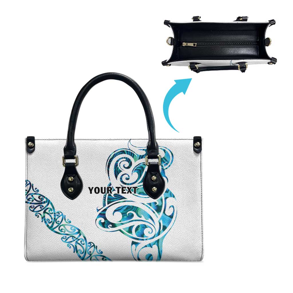 All White Maori Tribal Tattoo Personalised Leather Bag Polynesian Style - Polynesian Pride
