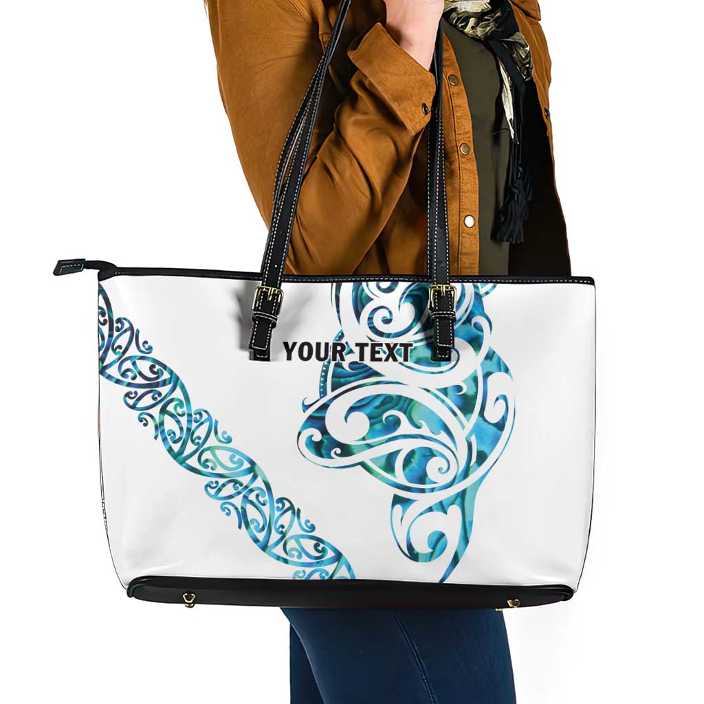All White Maori Tribal Tattoo Personalised Leather Tote Bag Polynesian Style LT9 - Polynesian Pride