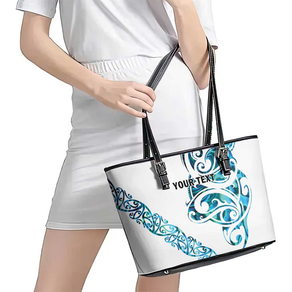All White Maori Tribal Tattoo Personalised Leather Tote Bag Polynesian Style LT9 - Polynesian Pride
