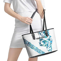 All White Maori Tribal Tattoo Personalised Leather Tote Bag Polynesian Style LT9 - Polynesian Pride