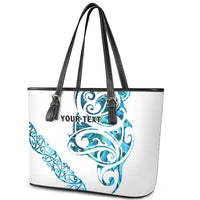 All White Maori Tribal Tattoo Personalised Leather Tote Bag Polynesian Style LT9 - Polynesian Pride