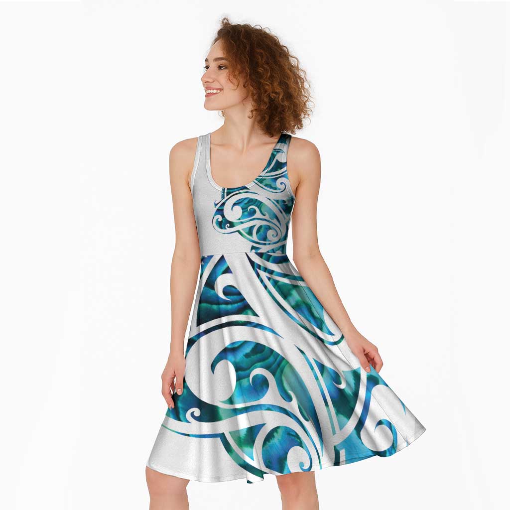 All White Maori Tribal Tattoo Personalised Midi Dress Polynesian Style - Polynesian Pride