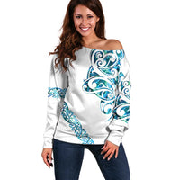 All White Maori Tribal Tattoo Personalised Off Shoulder Sweater Polynesian Style