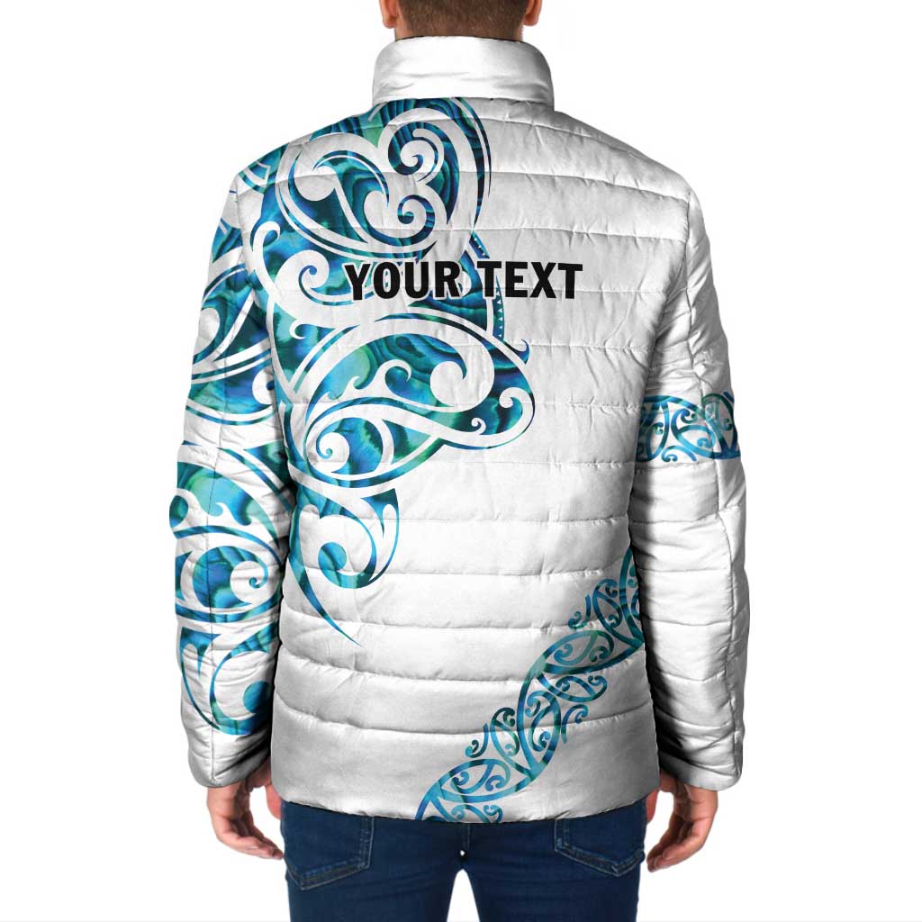 All White Maori Tribal Tattoo Personalised Padded Jacket Polynesian Style - Polynesian Pride