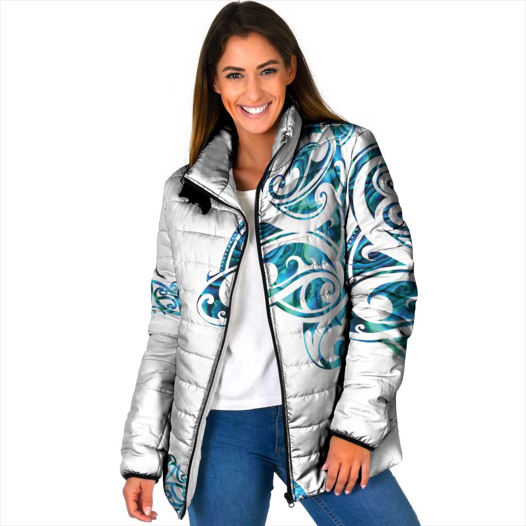 All White Maori Tribal Tattoo Personalised Padded Jacket Polynesian Style - Polynesian Pride