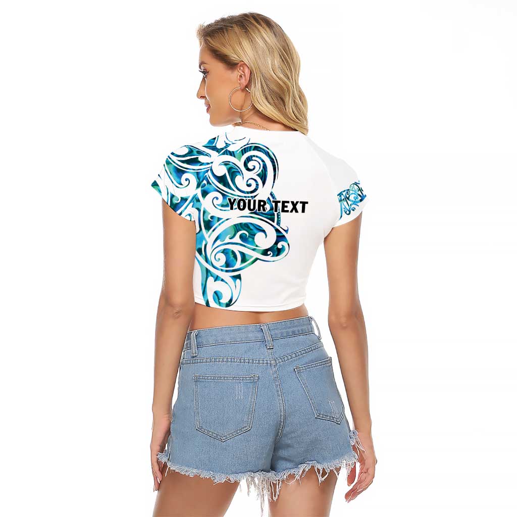 All White Maori Tribal Tattoo Personalised Raglan Cropped T Shirt Polynesian Style LT9 - Polynesian Pride