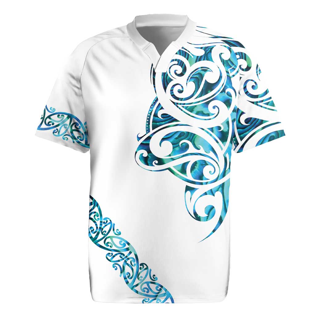 All White Maori Tribal Tattoo Personalised Rugby Jersey Polynesian Style LT9 White - Polynesian Pride