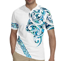 All White Maori Tribal Tattoo Personalised Rugby Jersey Polynesian Style LT9 - Polynesian Pride