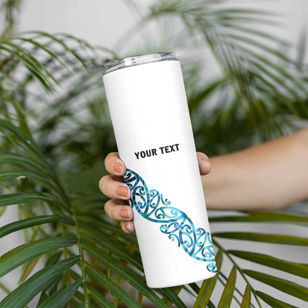 All White Maori Tribal Tattoo Personalised Skinny Tumbler Polynesian Style LT9 - Polynesian Pride