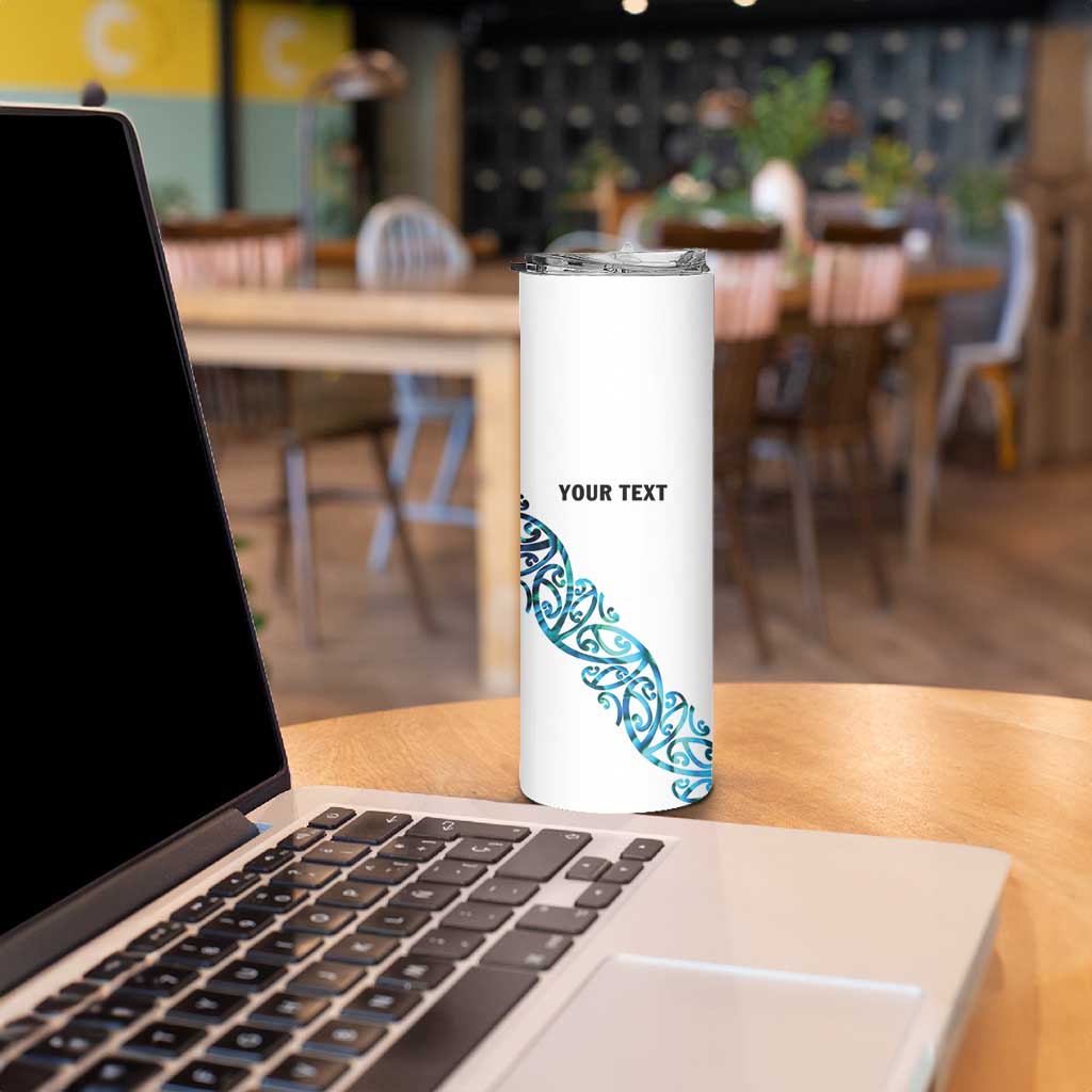 All White Maori Tribal Tattoo Personalised Skinny Tumbler Polynesian Style LT9 - Polynesian Pride