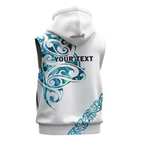 All White Maori Tribal Tattoo Personalised Sleeveless Zip Hoodie Polynesian Style - Polynesian Pride