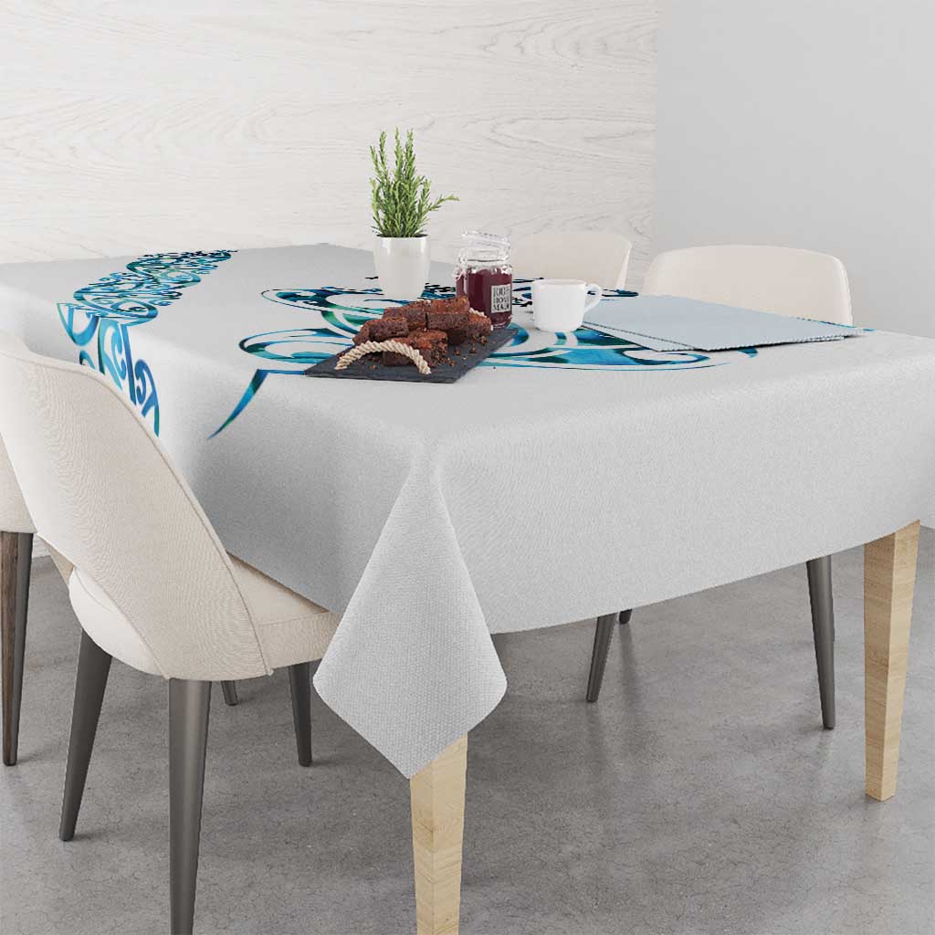All White Maori Tribal Tattoo Personalised Tablecloth Polynesian Style LT9 - Polynesian Pride
