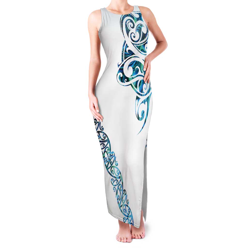 All White Maori Tribal Tattoo Personalised Tank Maxi Dress Polynesian Style