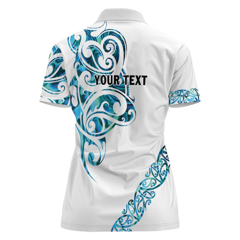 All White Maori Tribal Tattoo Personalised Women Polo Shirt Polynesian Style