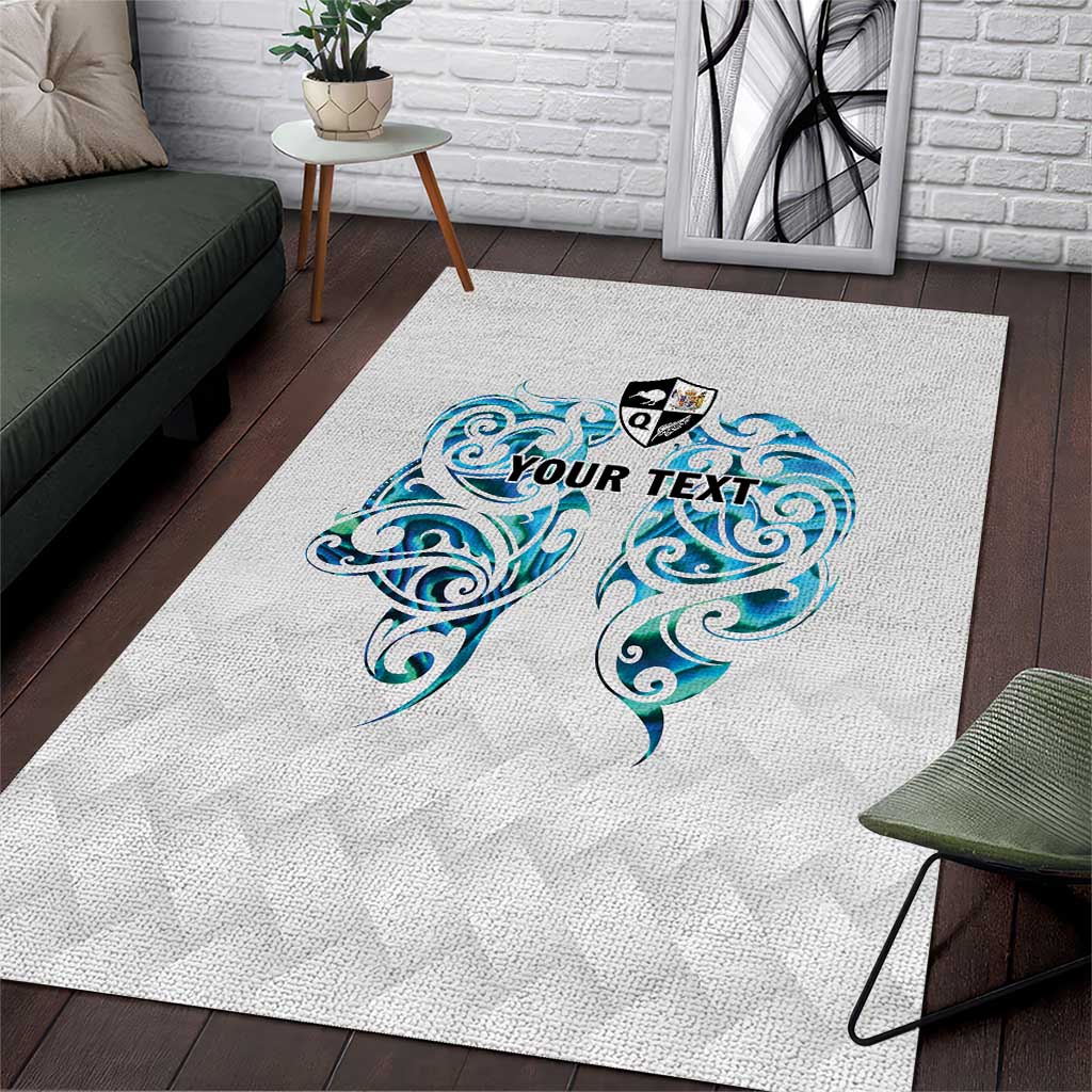 Queensland Maori Kiwi Personalised Area Rug Ma Kakariki Papua Shell Maori Tribal Tattoo LT9 White - Polynesian Pride