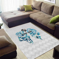 Queensland Maori Kiwi Personalised Area Rug Ma Kakariki Papua Shell Maori Tribal Tattoo LT9 - Polynesian Pride