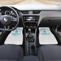 Queensland Maori Kiwi Personalised Car Mats Ma Kakariki Papua Shell Maori Tribal Tattoo LT9 Set 2pcs - Front White - Polynesian Pride