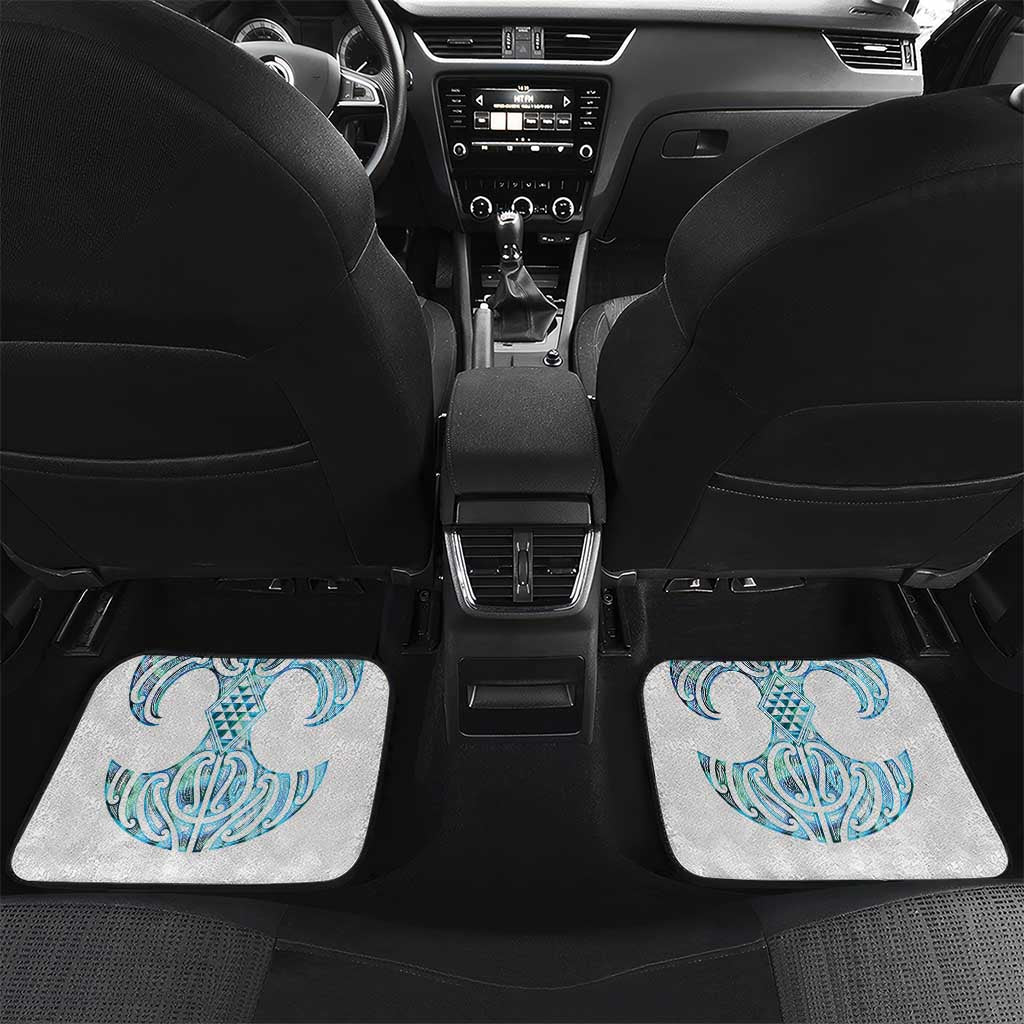 Queensland Maori Kiwi Personalised Car Mats Ma Kakariki Papua Shell Maori Tribal Tattoo LT9 Set 2pcs - Back White - Polynesian Pride